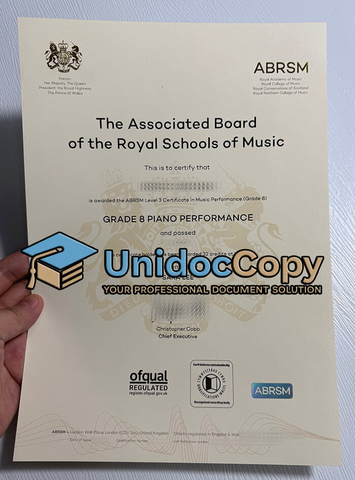 ABRSM certificate
