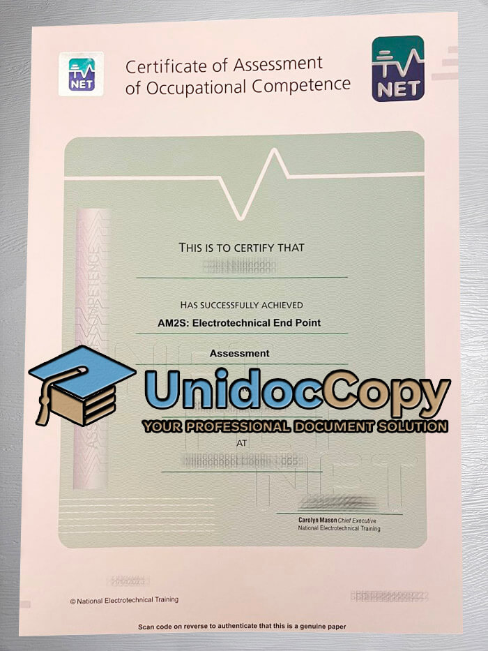 AM2S Electrotechnical End Point certificate