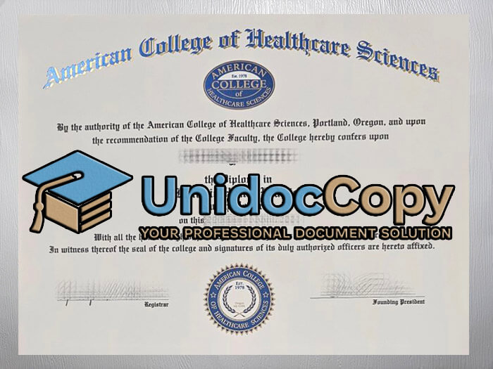 American College of Healthcare Sciences diploma