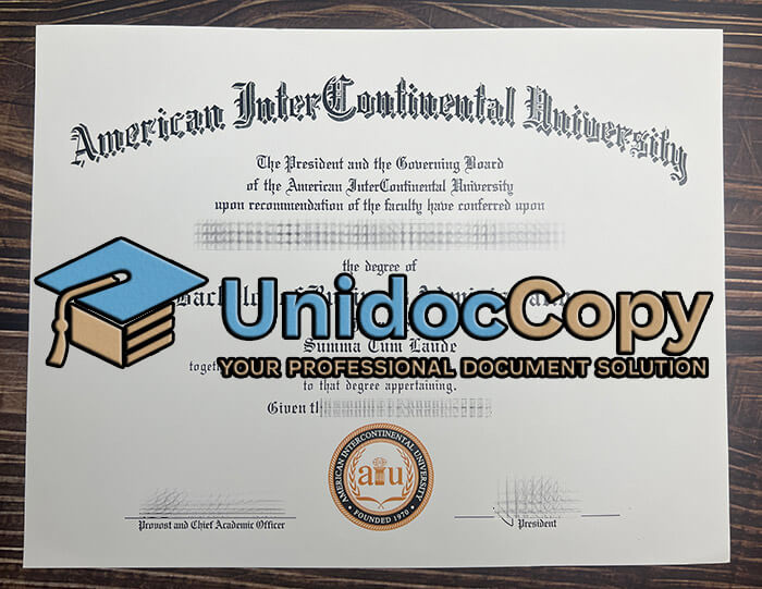 American Intercontinental University diploma