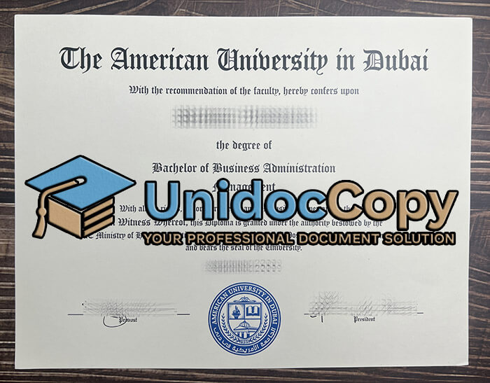 American University in Dubai diploma