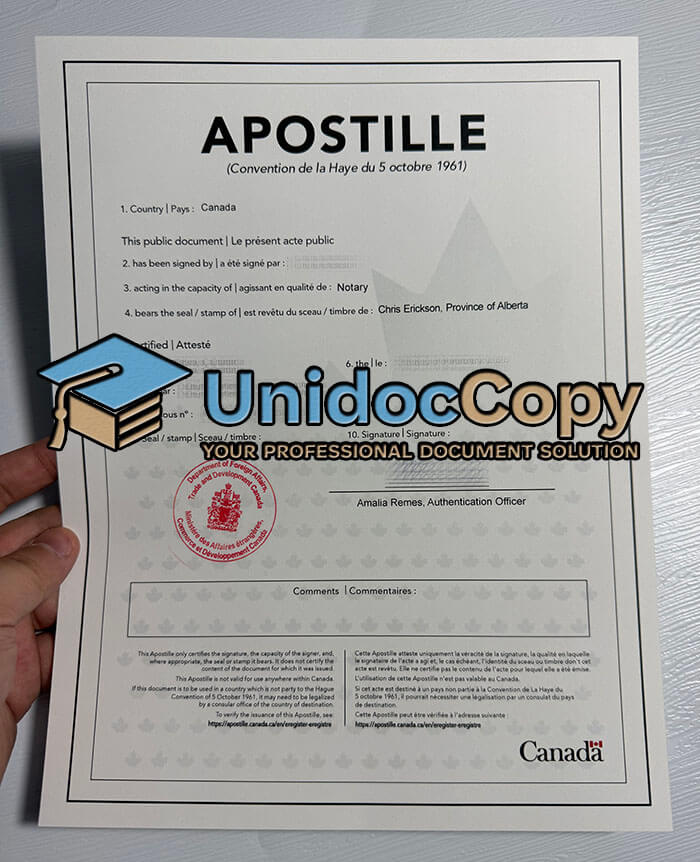 Apostille Canada certificate