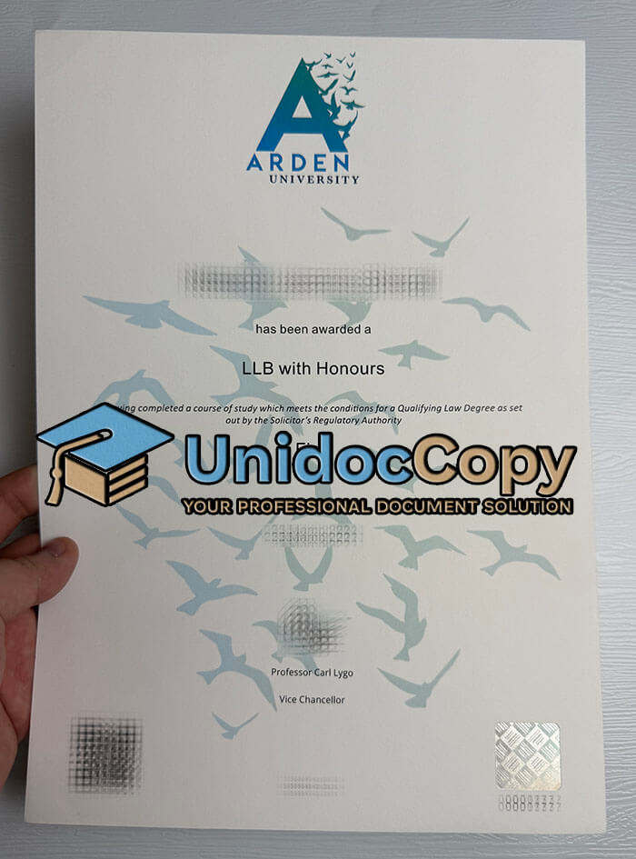 Arden University diploma, Arden University certificate