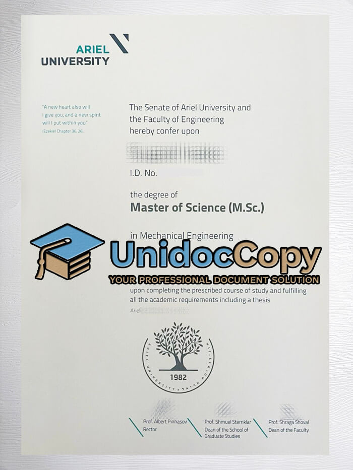 Ariel University diploma