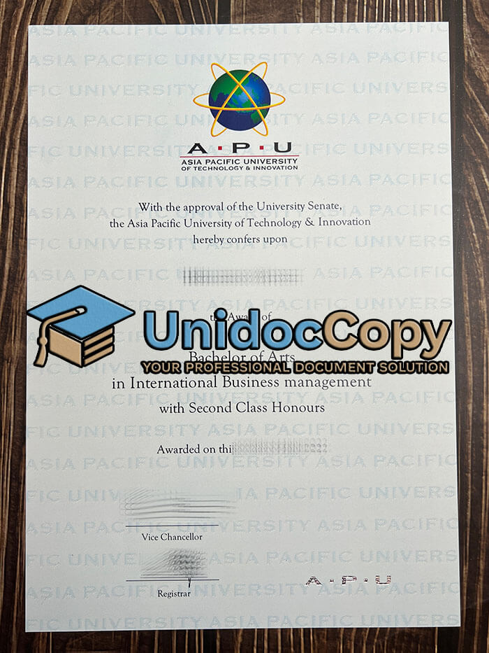 Asia Pacific University diploma
