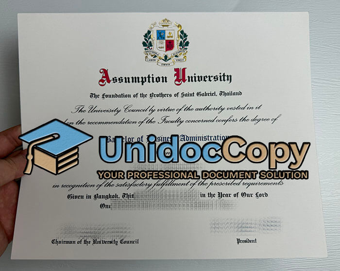 Assumption University certificate
