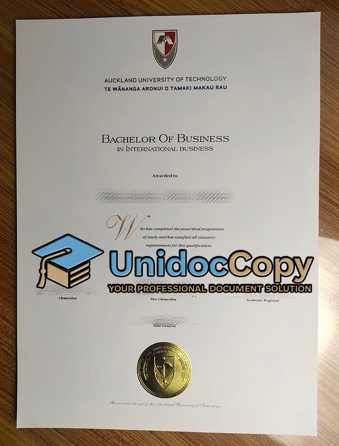Auckland University of Technology certificate