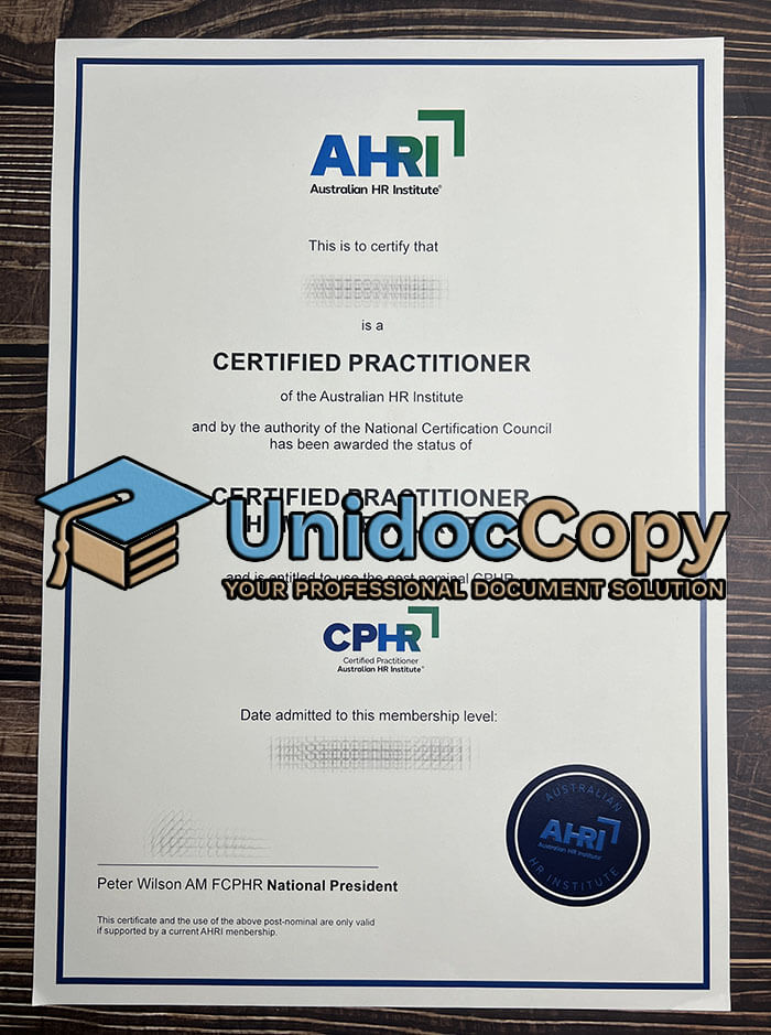 Australian HR Institute certificate