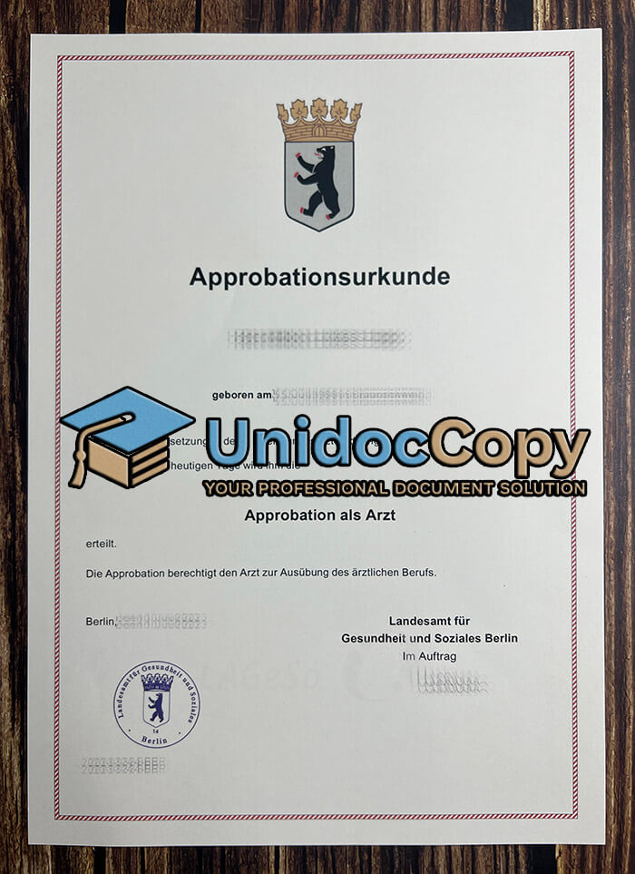 Berlin Approbation als Arzt urkunde