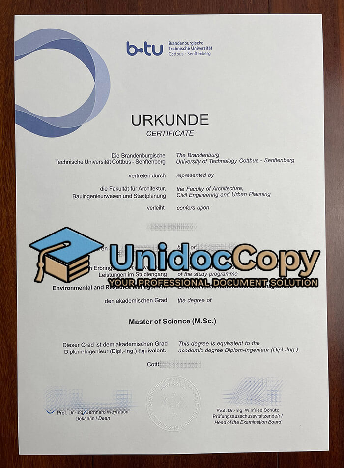 Brandenburgische Technische Universität Urkunde