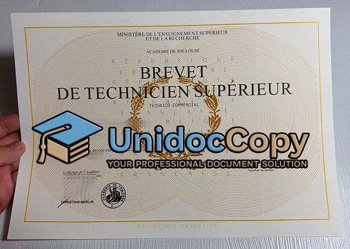 Brevet de Technicien Supérieur diploma, BTS certificate