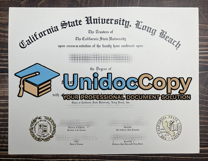 California State University Long Beach diploma, CSULB certificate