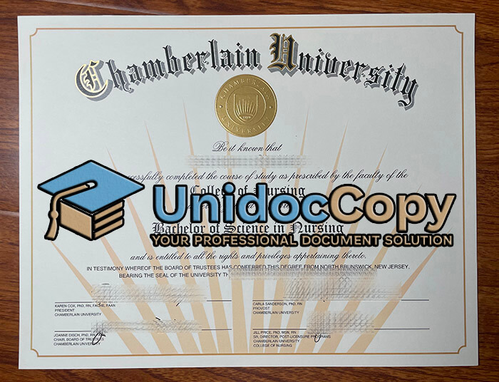 Chamberlain University certificate