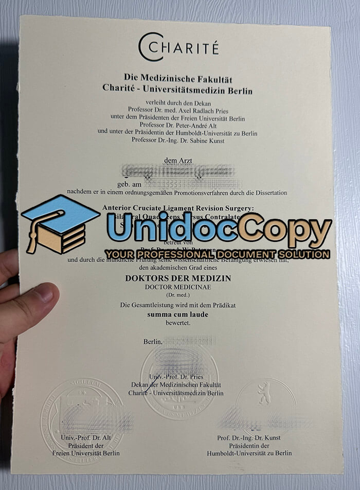 Charité Berlin University Medicine diploma