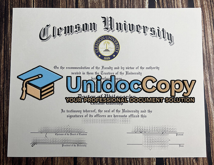Clemson University certificate