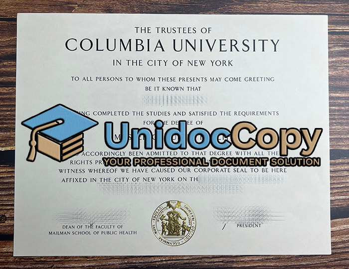Columbia University diploma