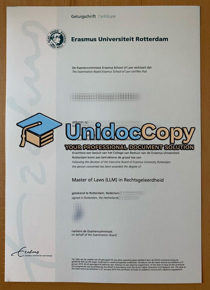 Erasmus Universiteit Rotterdam diploma
