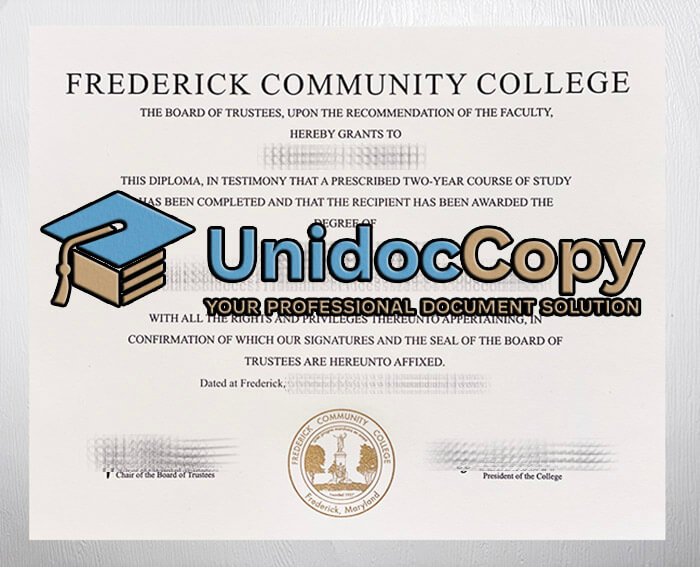 Frederick Community College diploma, FCC degree