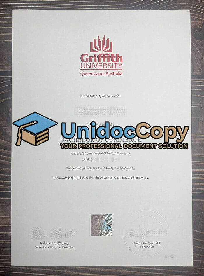 Griffith University diploma, Griffith University certificate