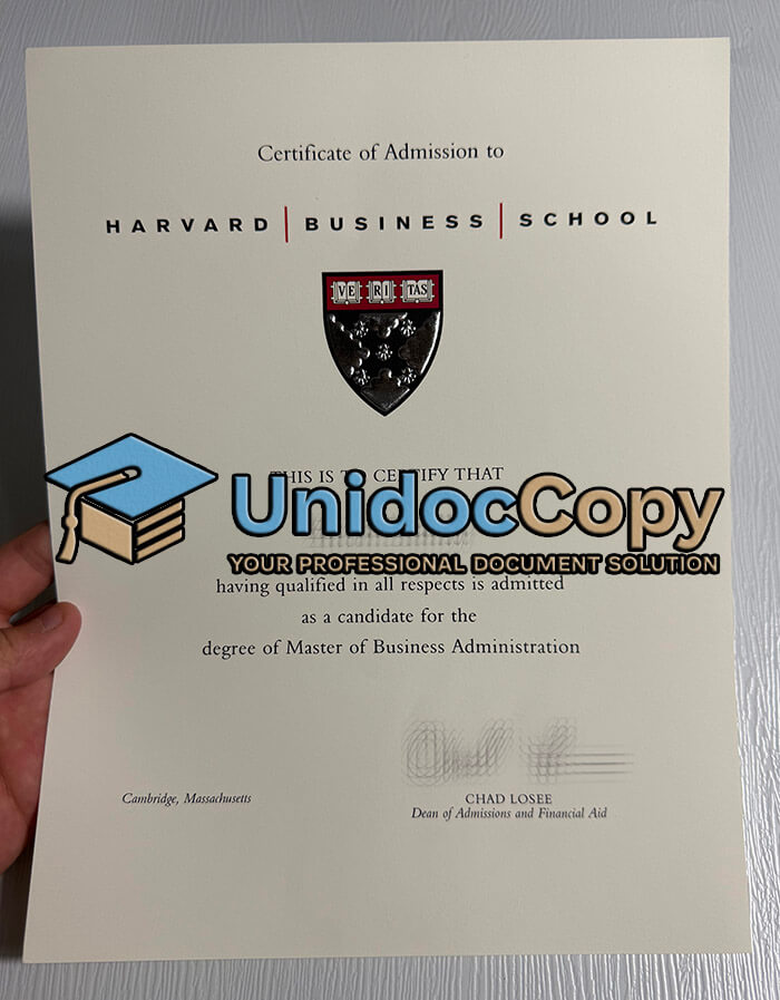 Harvard Business School diploma