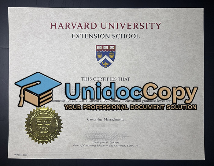 Harvard University certificate