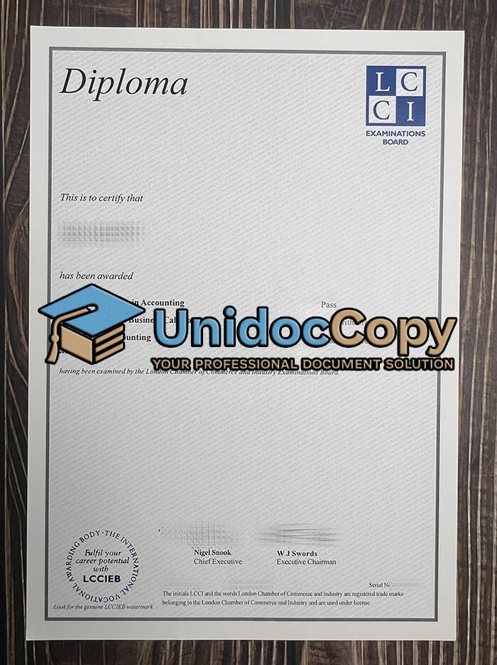 LCCI diploma, LCCI certificate