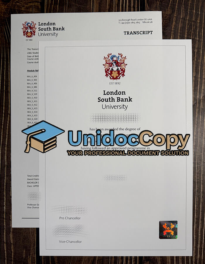 London South Bank University diploma, LSBU degree