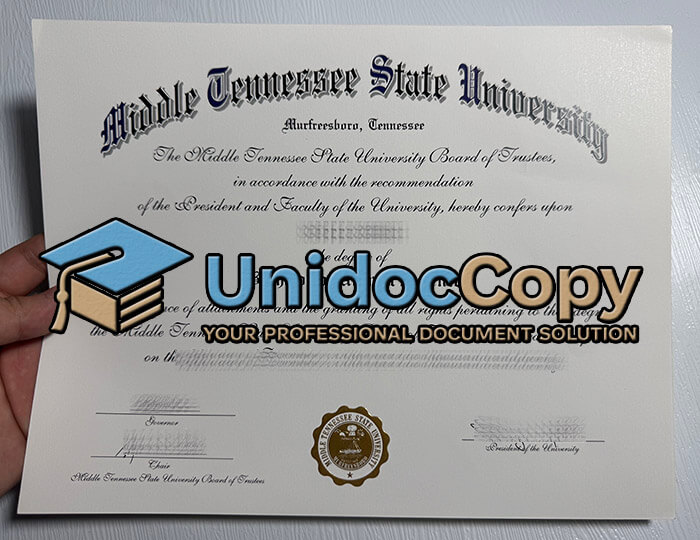 Middle Tennessee State University diploma, MTSU degree