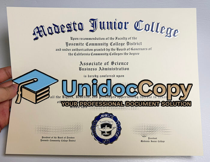 Modesto Junior College diploma