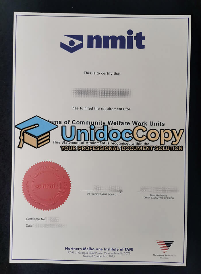 Northern Melbourne Institute of TAFE certificate