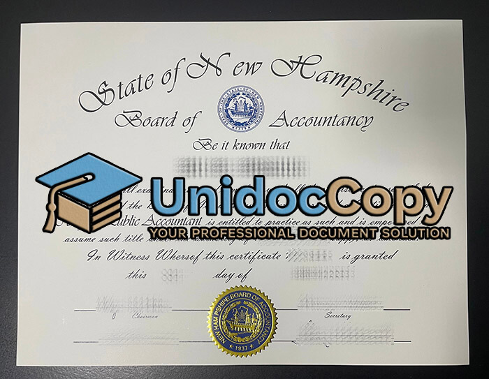 State of New Hampshire CPA certificate