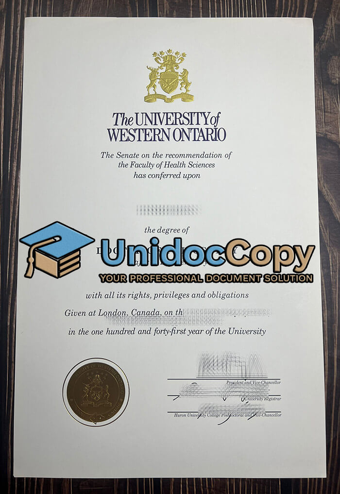 University of Western Ontario diploma, UWO degree