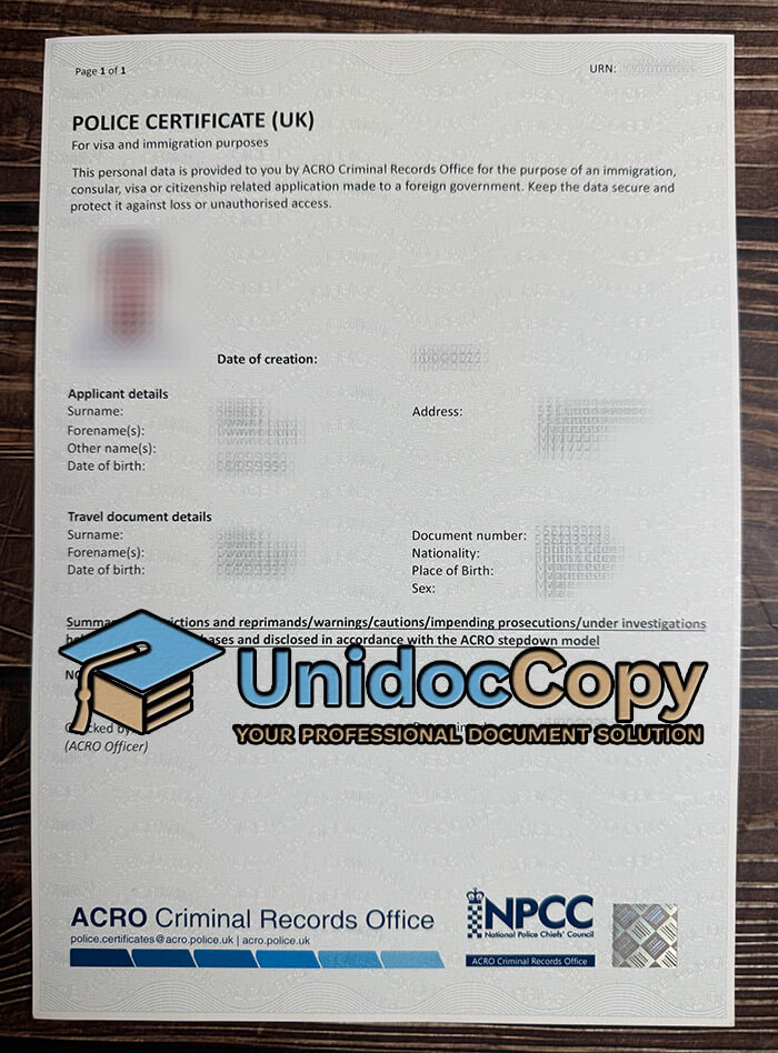 Get a UK Police certificate online