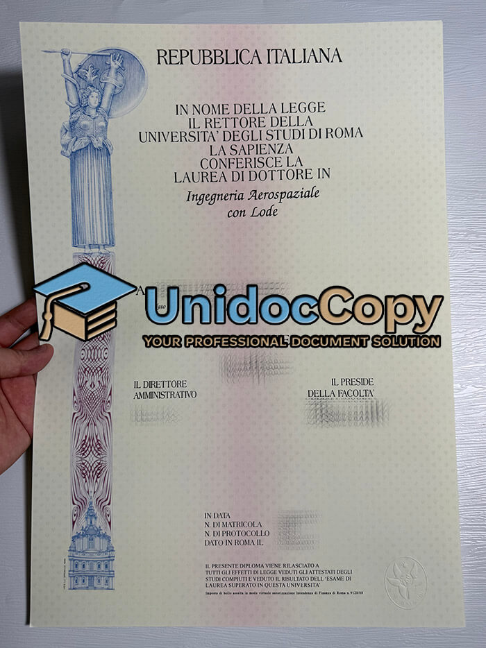 Università degli Studi di Roma certificate