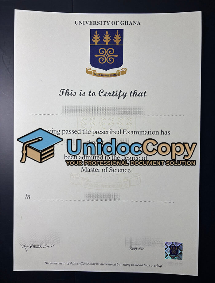 University of Ghana certificate