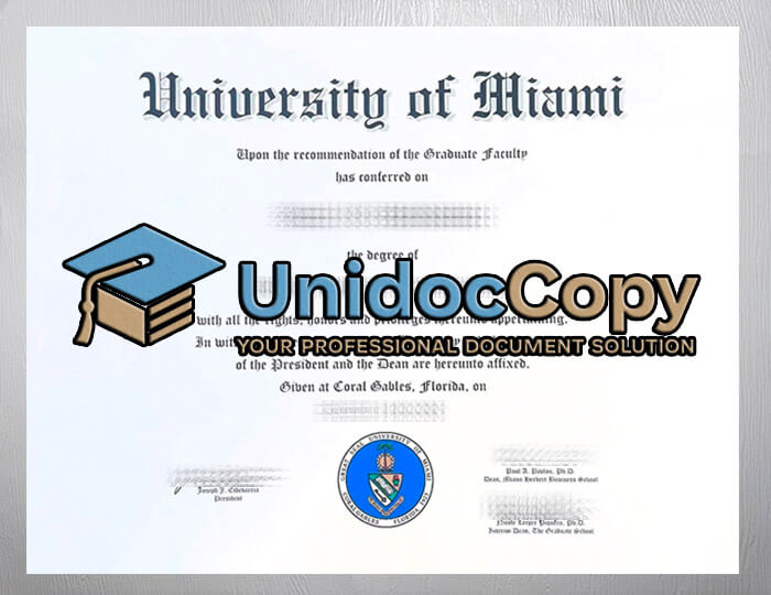 University of Miami diploma, UM degree
