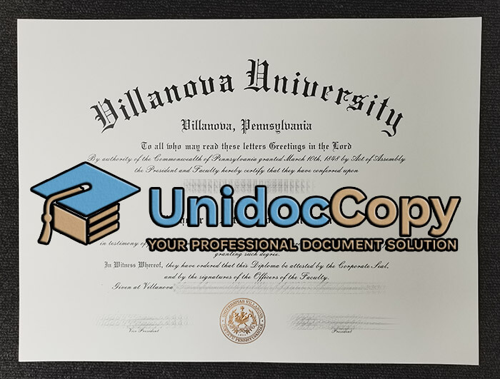 Villanova University certificate
