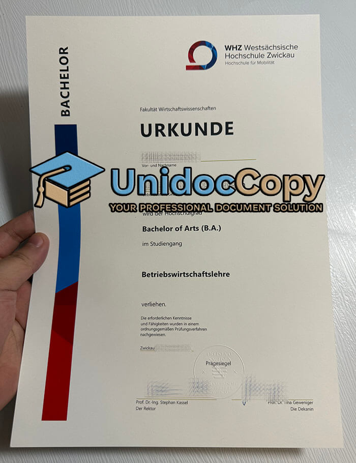 Westsächsische Hochschule Zwickau diploma