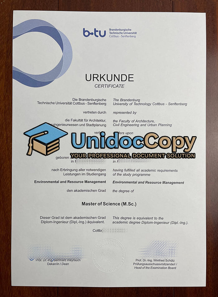 Brandenburgische Technische Universität diploma