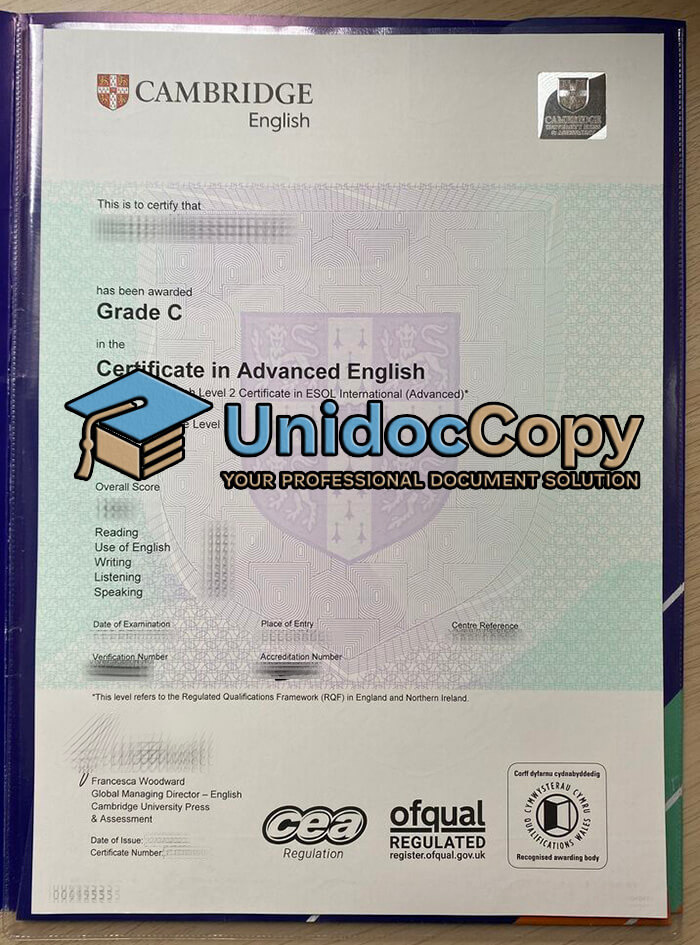Cambridge English B2 certificate