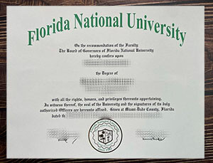 Replica Florida National University diploma
