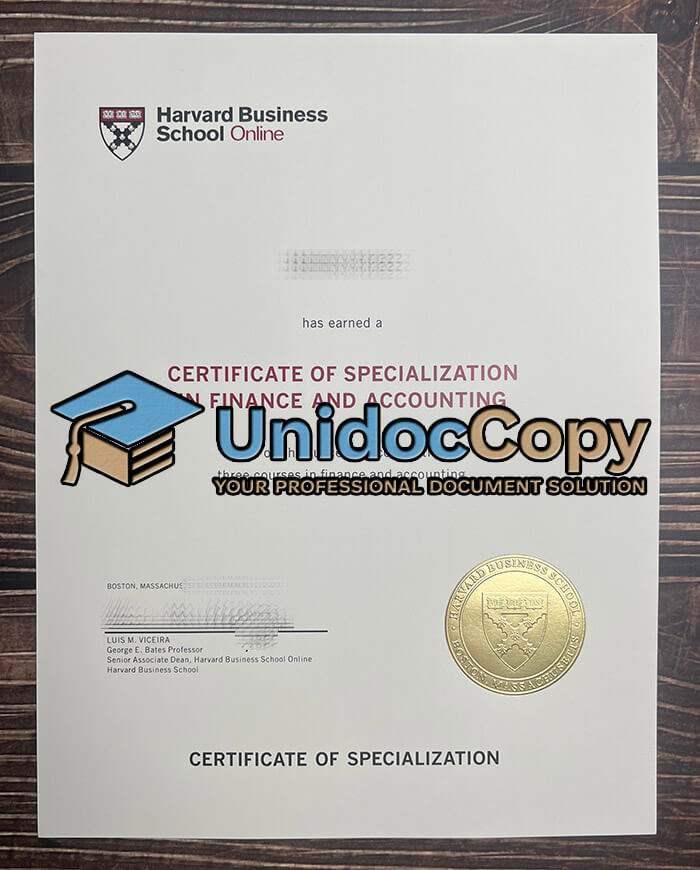 Harvard Business School diploma
