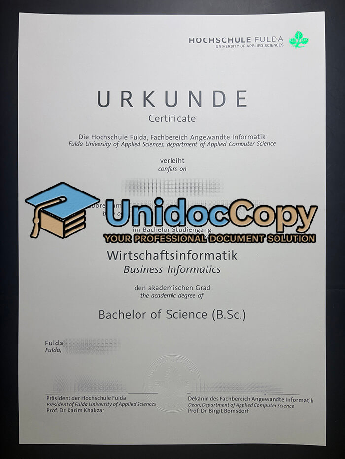 Hochschule Fulda University of Applied Sciences diploma