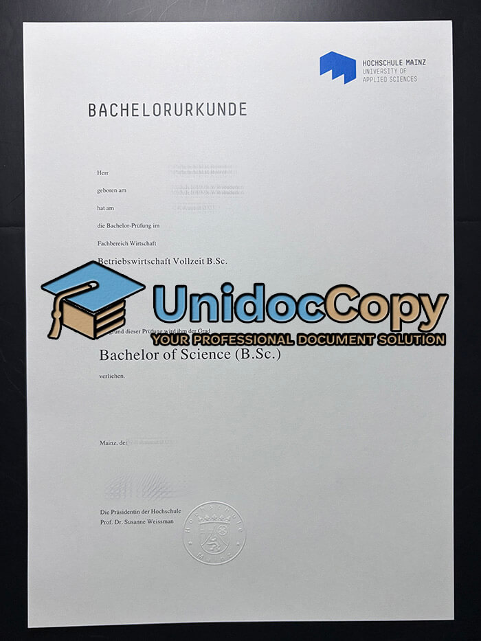Hochschule Mainz Urkunde