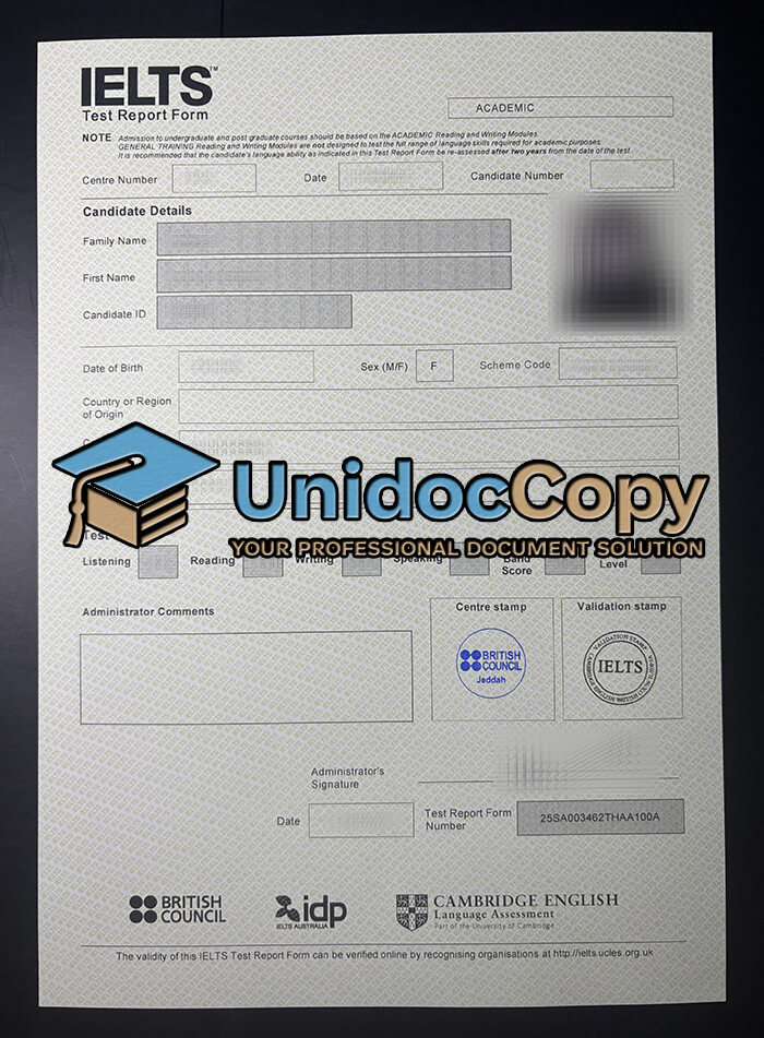 IELTS Report certificate