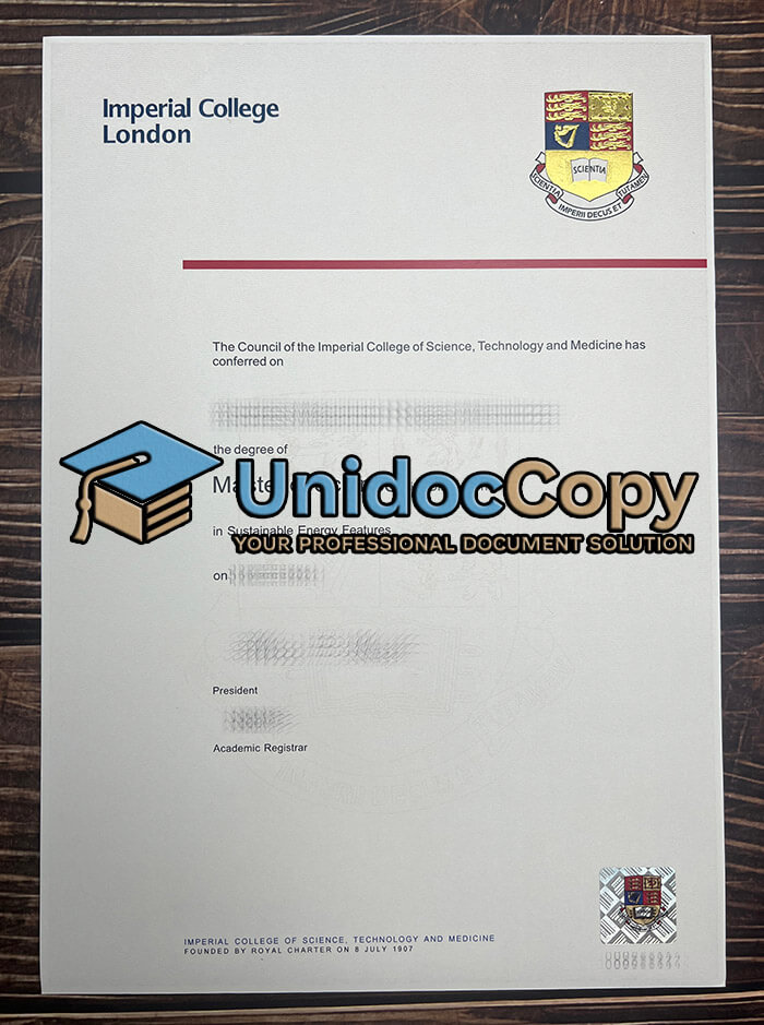 Imperial College London certificate