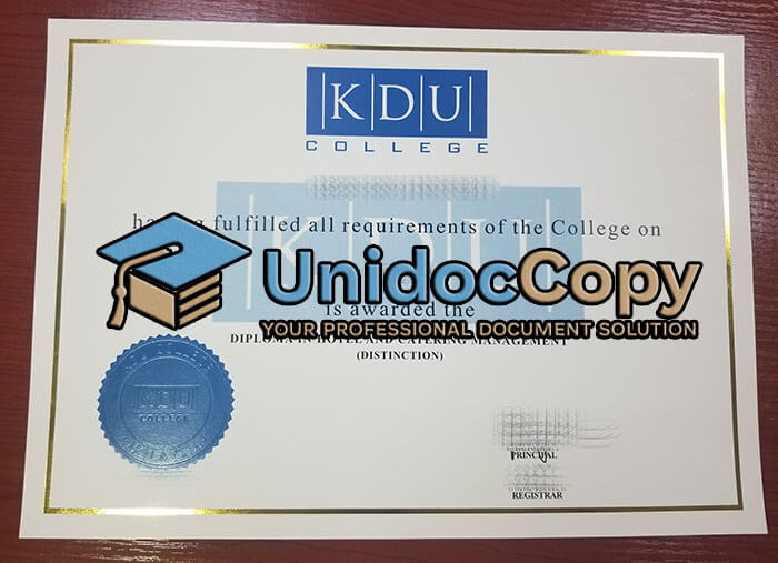 KDU College certificate