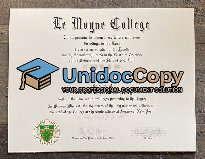 Le Moyne College diploma