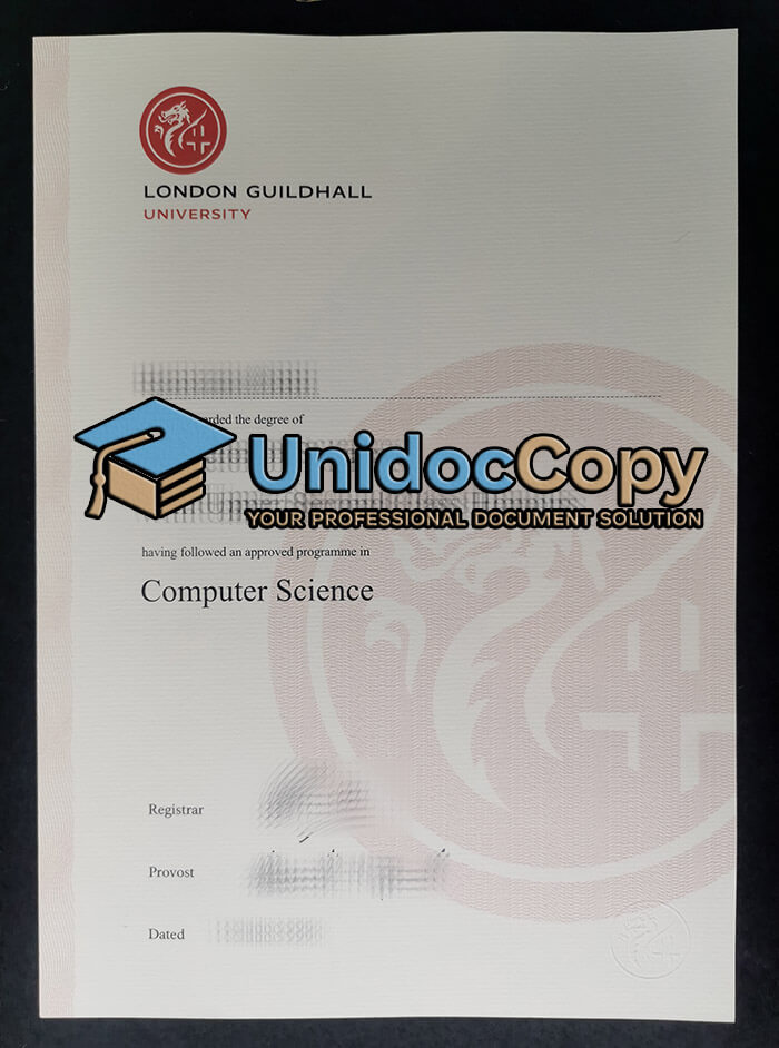 London Guildhall University certificate
