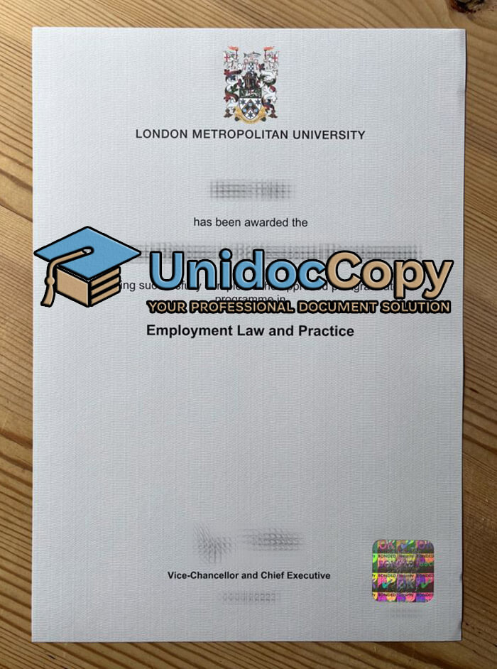 London Metropolitan University diploma